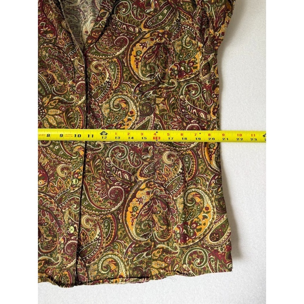 Jones New York Shirt Women XL Fall Colors Paisley Multicolor Cotton Boho V Neck - Picture 9 of 15